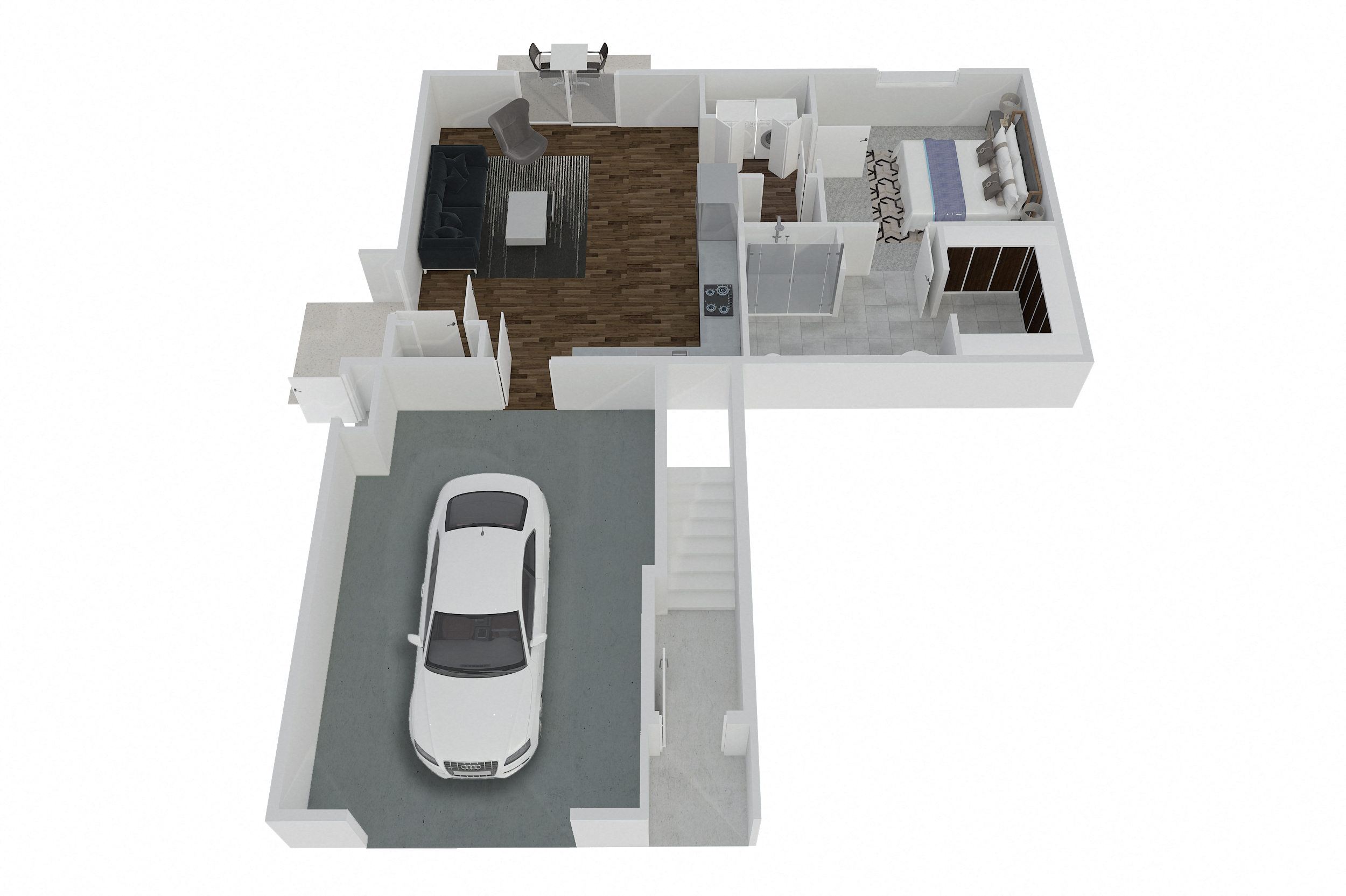 Floor plan for 1 bed, 1 bath, 766 sqft